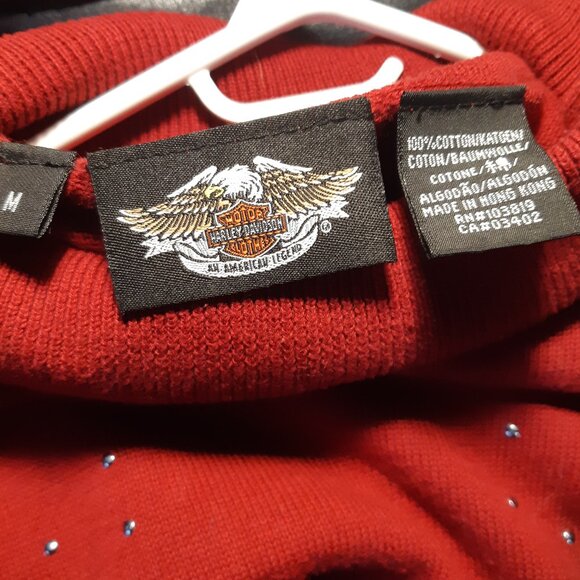 Harley Davidson turtle-neck deep red sweater Size M - Picture 6 of 9